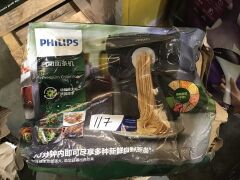 Philips Avance Pasta and Noodle Maker - Black - HR2375/13 - First image used as a guide ONLY. Carton and\or items have been severly affected by water damage. - 2