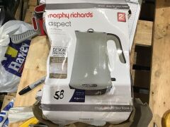 Morphy Richards Aspect Black Chrome 1.5L Kettle - Willow Green 100025 - First image used as a guide ONLY. Carton and\or items have been severly affected by water damage. - 2