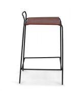 1 x Mad Trace Counter Stool, Black Steel Frame, Leather Look Seat - 2