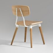 2 x Copine Dining Chairs, White Steel Frame, Walnut Stained Legs & Laminated Seat & Back - 3