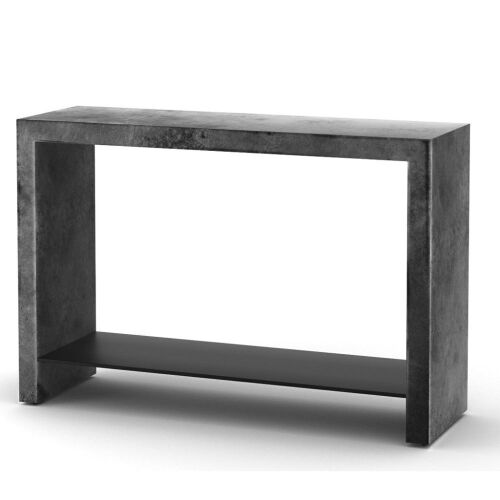 1 x Zeki Hugo Console Table, Dark Grey, Concrete & Black Metal, 1320 x 480 x 920mmH, 74Kg