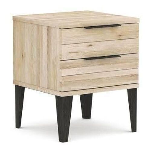 2 x 2 Drawer Bedside Tables, Industrial M (PLIM 28) Natural Oak, Black Brushed Metal, 500 x 480 x 510mm H