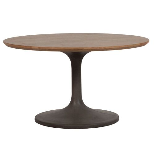 Zeki Tulip Dining Table, Wooden Top, Dark Concrete Base, 1120 Dia x 760mm H (2 Cartons)