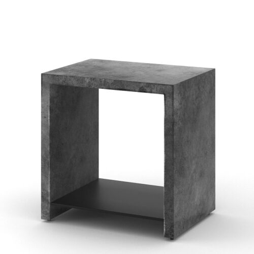 Zeki Hugo CG End Table, Dark Grey Concrete Colour, with Black Metal, 560 x 410 x 560mm H