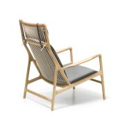 Gazzda Dedo Lounge Chair, Oak Timber Frame, Dakar Leather (Stone) Cushions, 770 x 880 x 1020mm H - 2