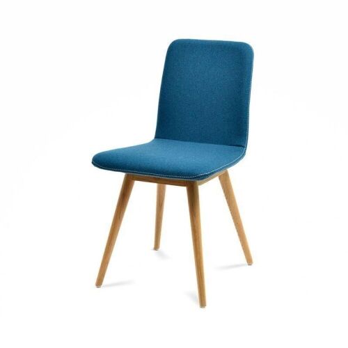 4 x Gazzda Ena Chairs, Petrol (Blue) Felt Fabric Upholstered Shell, Oak Legs