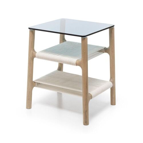 Gazzda Side Table Fawn, Solid Oak Frame, Glass Top, 420 x 340 x 460mm H