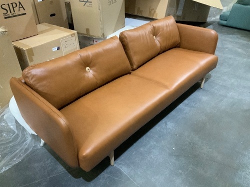 3 Seater Couch, Wendlebo Hold, Cognac Leather, Oak Legs