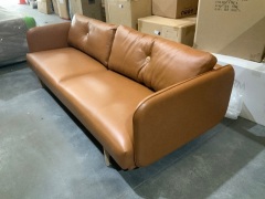 3 Seater Couch, Wendlebo Hold, Cognac Leather, Oak Legs - 2