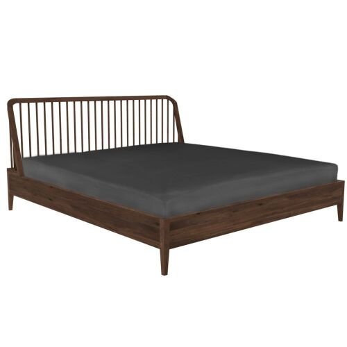 Ethnicraft Walnut Spindle King Size Bed, 1830 x 2030 x 870mm