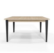 Dining Table, Industrial M (PLIM27) Natural Oak with Black Brushed Metal Frame