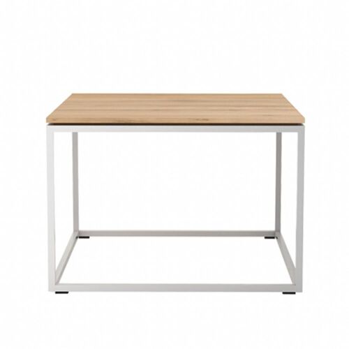 Ethnicraft Oak Thin Side Table, Oak Top, Stainless Steel Frame, 500 x 500 x 350mm H