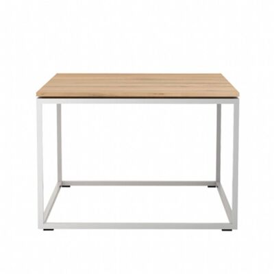 Ethnicraft Oak Thin Side Table, Oak Top, Stainless Steel Frame, 500 x 500 x 350mm H