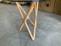 Round Side Table, Sean Dix Design, Timber Frame, White Oak Natural, with 540mm Dia Glass Top, 10mm Thick - 2