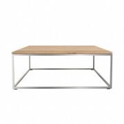 Ethnicraft Oak Thin Coffee Table, Oak Top, Stainless Steel Frame, 800 x 800 x 300mm H