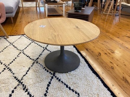 Zeki Tulip Coffee Table, Timber Top, Dark Grey Concrete Base, 760 Dia x 440mm H (2 Cartons)