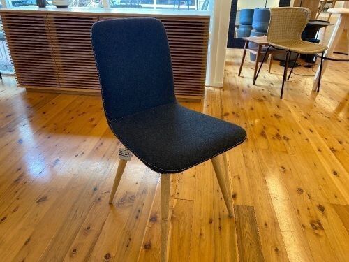 4 x Gazzda Ena Chairs, Black Felt Fabric Upholstered Shell, Oak Legs