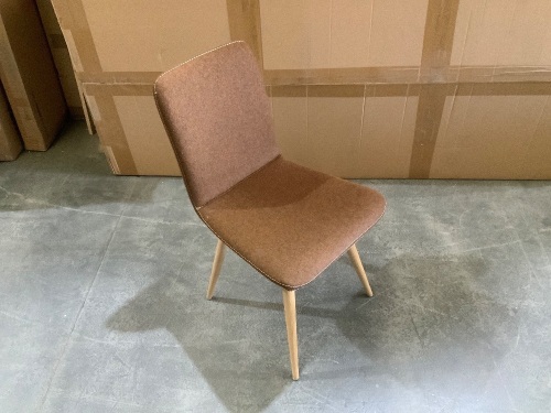 Gazzda Ena Chair, Rust Coloured Felt Fabric Upholstered Shell, Oak Legs