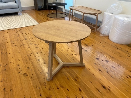 Ethnicraft Tripod Side Table, Natural Oak (50509) 700 Dia x 600mm H