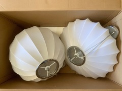White Fabric Light Fittings with Chrome Trim
