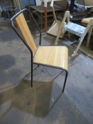 8 x Stackable Chairs, Metal Frame, Timber Seat & Back Support - 2