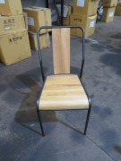 8 x Stackable Chairs, Metal Frame, Timber Seat & Back Support - 3
