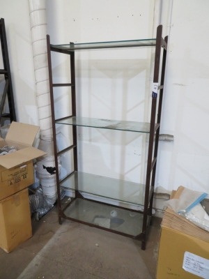 6 Tier Storage Shelf, Steel Frame, 920 x 370 x 1830mm, 4 x Glass Shelves, 900 x 360mm
