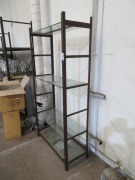 6 Tier Storage Shelf, Steel Frame, 920 x 370 x 1830mm, 4 x Glass Shelves, 900 x 360mm - 2