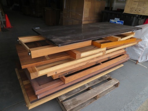 Quantity of assorted Timber Table Tops & assorted Frames