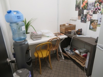 Contents of Kitchen including LG Fridge/Freezer, 2 Door, GR262SQ, Sharp Carousel Microwave, Chairs, Sink Fountain, Table & Bench