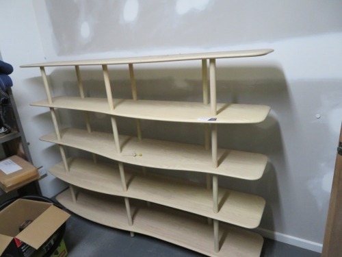 5 Tier Timber Display Shelf Unit, Wavy front, 2000 x 450 x 1430mm H