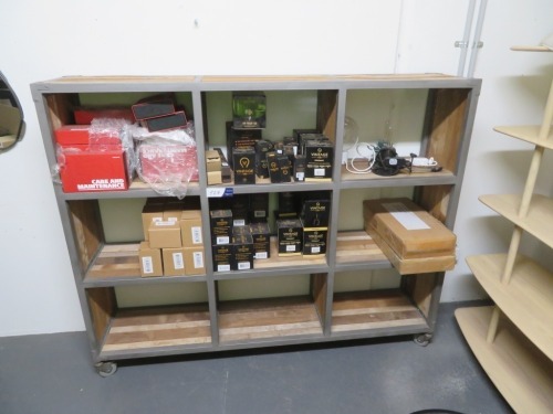 Mobile Display Shelf & Contents, various Light Globes, Care Maintenance Products