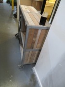 Mobile Art Deco Display Shelf, 1100 x 350 x 900mm H, Timber & Metal - 3
