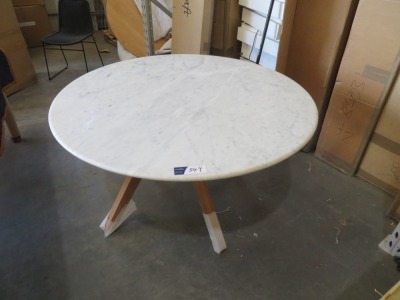 Stone Table Top on Timber Legs, 1200mm Dia. Used Condition.