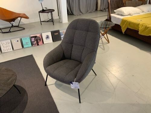 Wendelbo Mango Chair, Upholstered in Slate Velour Fabric