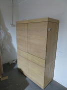 Timber Storage Cabinet, 4 Doors, 2 Drawers, Natural Timber, 1100 x 450 x 1600mm H