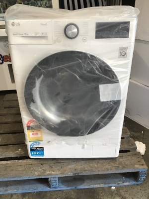 LG Series 9 12kg Front Load Washing Machine with Turbo Clean 360 WV9-1412W *Glass in door is smashed. Needs replacement*