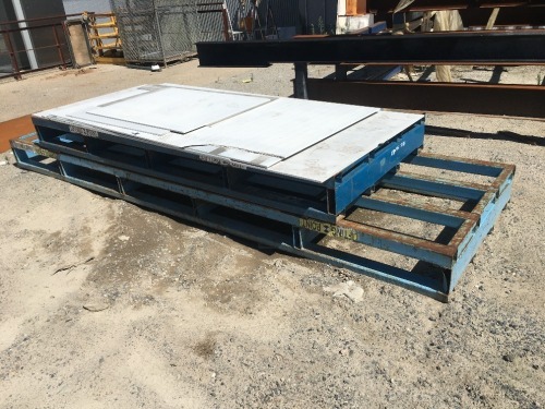 2 x Blue Steel Lifting Platforms, 4200 x 1200mm & 3000 x 1200