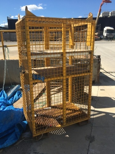 Forkliftable Yellow Steel Fabricated Lockage Storage Cage, 1050 W x 700 L x 1800mm H
