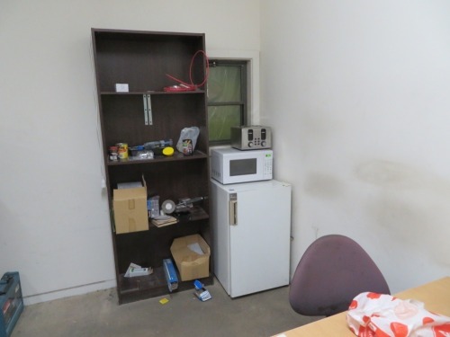 Downstairs Lunchroom Contents including; Westinghouse Bar Fridge; Microwave; Toaster; 2 Sandwich Press