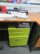 2 x Assorted Desks, 1 with Return, Open Shelf Storage Cabinet - 4