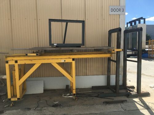 Yellow Steel Fabricated Frame & 2 x Steel Stands