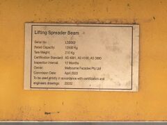 Lifting Spreader Bar, 12500Kg Capacity, Serial No: LSB002 - 2