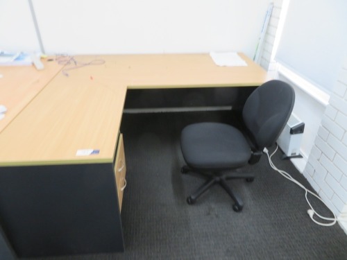 1 x Corner Desk with Left Hand Return, with Built in 3 Drawer Storage