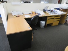 4 x Assorted Office Desks, 1 x Mobile Pedestal, 3 x Office Chairs