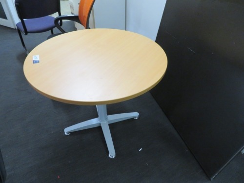 Round Meeting Table, 900mm Round Timber Top, Metal Base