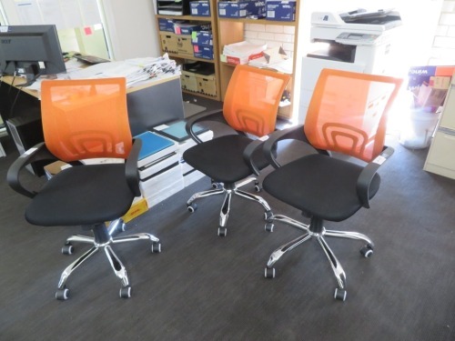 3 x Office Chairs with Arms, Chrome Base