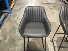 3 x Grey Leather Bar Seats - 3