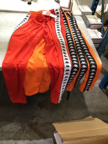 2 x large orange 1 x red XXL 1 x small orange Kappa pants