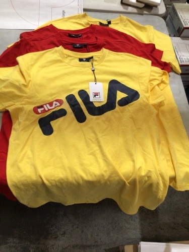4 x Small Fila shirts red and yellow